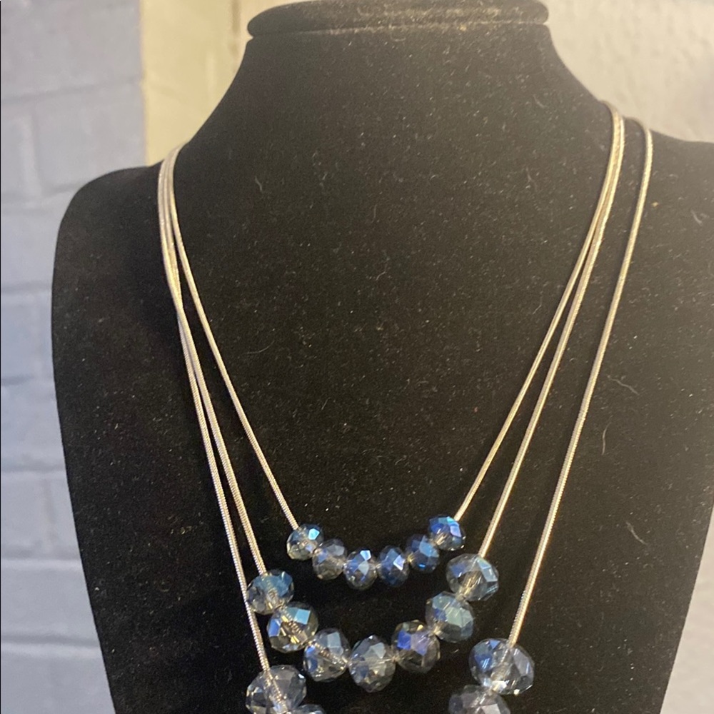 Chico's Gorgeous Silver and Blue Beaded Necklace